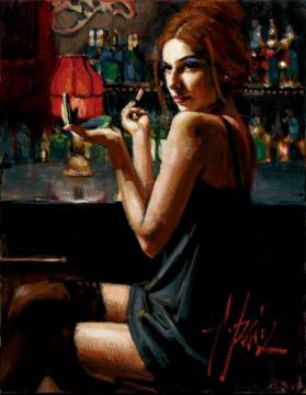 Marissa At Bar Artwork by Fabian Perez