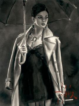 Marissa With Umbrella Artwork by Fabian Perez