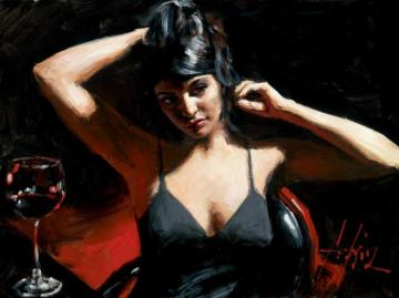 Saba At Las Brujas With Red Wine Artwork by Fabian Perez