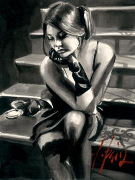 Saba On The Stairs Artwork by Fabian Perez