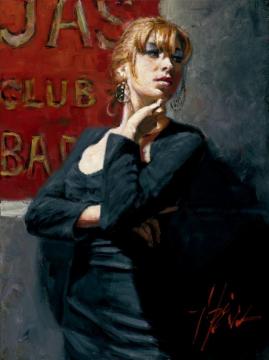 Sandra By The Red Sign Artwork by Fabian Perez