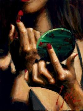 Study For Teressa With Mirror And Lipstick Artwork by Fabian Perez
