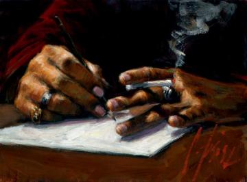 Study Of Artist's Hand Sketching Artwork by Fabian Perez
