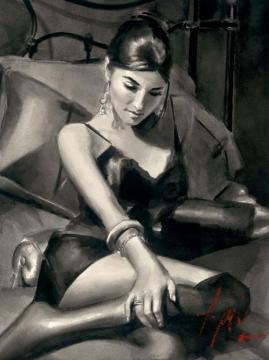 Tess On Bed V Artwork by Fabian Perez