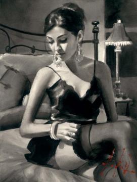 Tess On Bed Artwork by Fabian Perez
