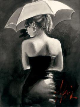 Women With White Umbrella Artwork by Fabian Perez