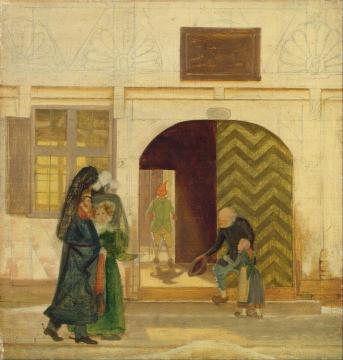 Outside The Odense Poorhouse Artwork by Wilhelm Bendz