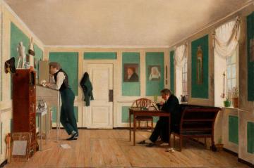 Interior From Amaliegade,captain Carl Ludvig Bendz Standing And Dr,jacob Christian Bendz Seated Artwork by Wilhelm Bendz