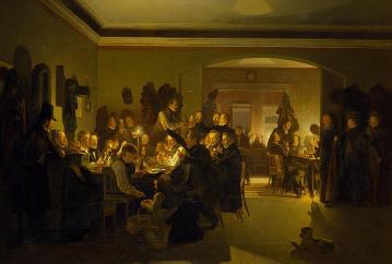 Artist In The Evening At Finck's Coffee House In Munich(1832) Artwork by Wilhelm Bendz