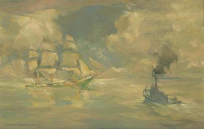 Tall Ship And Tug Boat Artwork by Armin Hansen