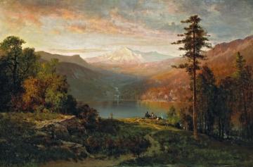 Indian By A Lake In A Majestic California Landscape Artwork by Thomas Hill