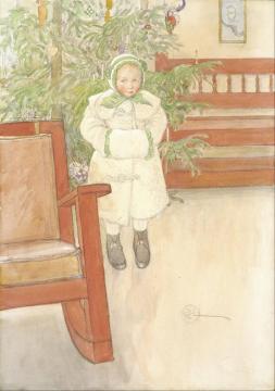 Girl And Rocking Chair Artwork by Carl Larsson