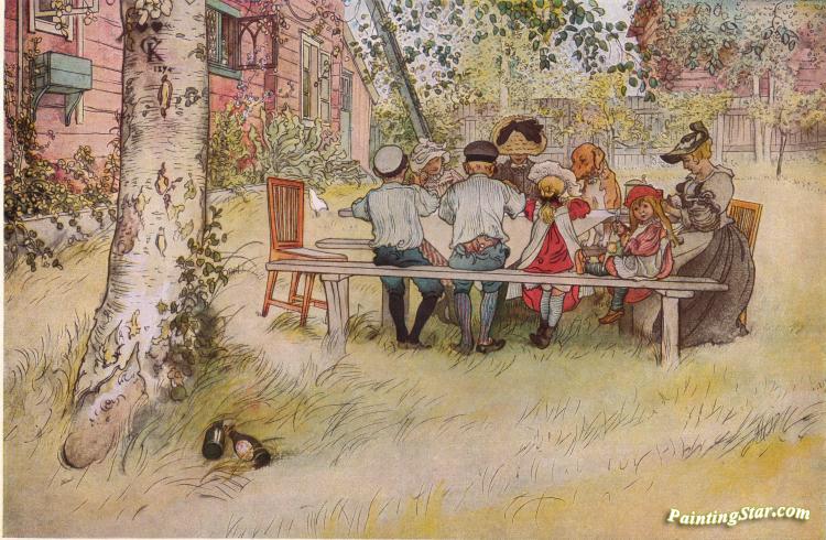 Breakfast Under The Big Birch,1896 Artwork by Carl Larsson