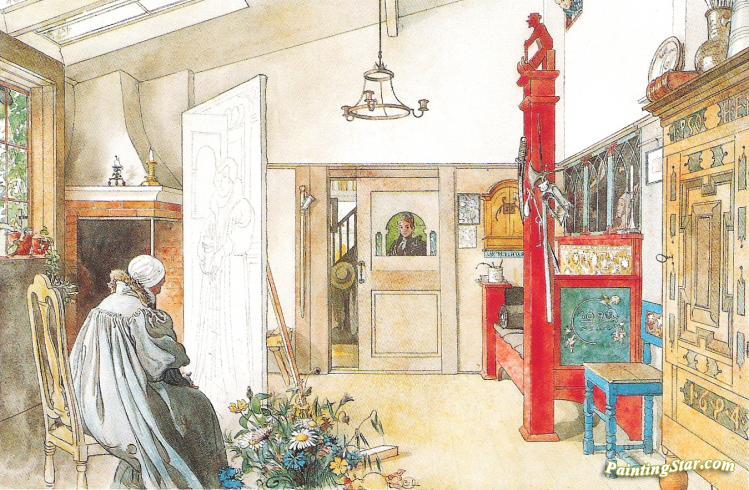 Carl Larsson's Studio Left Artwork by Carl Larsson