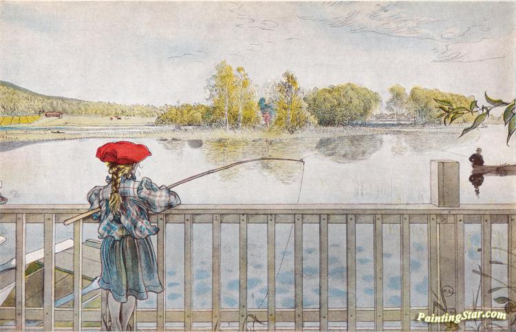Lisbeth Fishing(1898) Artwork by Carl Larsson