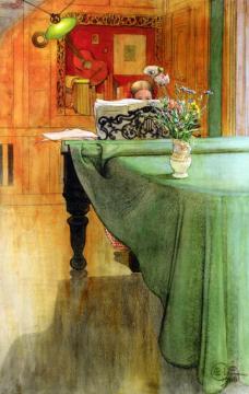 Brita At The Piano Artwork by Carl Larsson