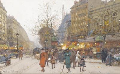 Theatre Du Gymnase,boulevard De Bonne-nouvelle Artwork by Eugene Galien-Laloue