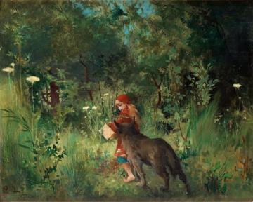 Little Red Riding Hood And The Wolf In The Forest(1881) Artwork by Carl Larsson