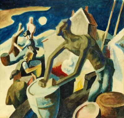 Study For Traders Artwork by Thomas Hart Benton