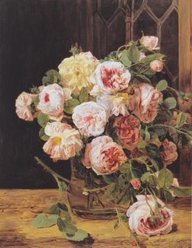 Bouquet Of Roses At The Window,1832 Artwork by Ferdinand Georg Waldmuller