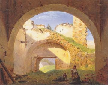 Burgruine Klamm Bei Schottwien, Mit Räubern Als Staffage,1822 Artwork by Ferdinand Georg Waldmuller