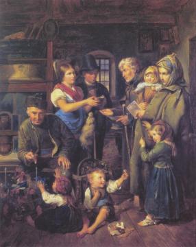 A Traveling Family Of Beggars Is Rewarded By Poor Peasants On Christmas Eve Artwork by Ferdinand Georg Waldmuller