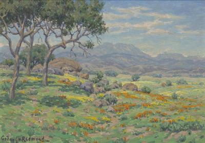 California Wildflowers In An Extensive Landscape Artwork by Granville Redmond