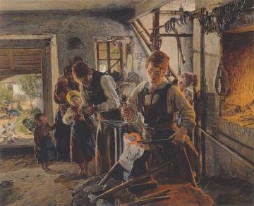 At The Farrier,1854 Artwork by Ferdinand Georg Waldmuller