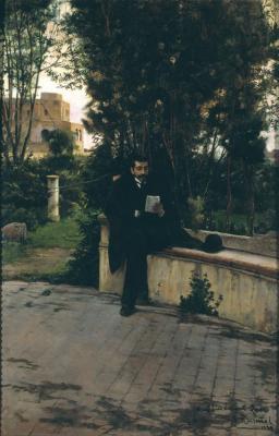 Senyor Quer In The Garden, 1889 Artwork by Santiago Rusiñol Prats