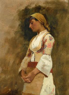 A Young Girl In Traditional Greek Dress Artwork by Theodoros Ralli