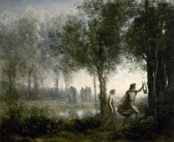Orpheus Leading Eurydice From The Underworld Artwork by Jean-Baptiste-Camille Corot