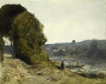The Departure Of The Boatman Artwork by Jean-Baptiste-Camille Corot