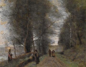 Ville D'avray,woodland Path Bordering The Pond Artwork by Jean-Baptiste-Camille Corot