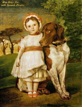 Miss Mary Fox, With Spanish Pointer, C.1854 Artwork by George Frederic Watts