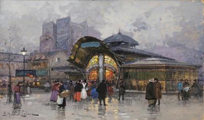 Paris,les Halles Artwork by Eugene Galien-Laloue