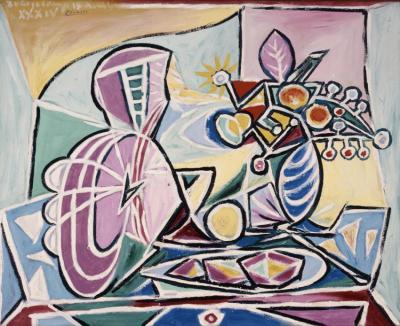 Mandolin And Vase Of Flowers Artwork by Pablo Picasso