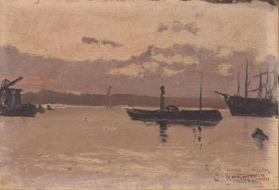 Sketch Of A Port Artwork by Santiago Rusiñol Prats