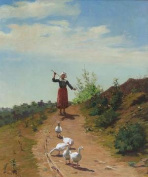 Bringing Home The Flock(1881) Artwork by Paul Peel