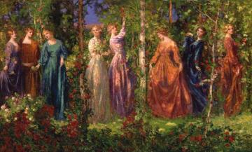 Gather Ye Rosebuds While Ye May Artwork by Thomas Edwin Mostyn