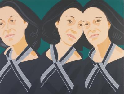 White Hat; Green Jacket; And Grey Ribbon Artwork by Alex Katz