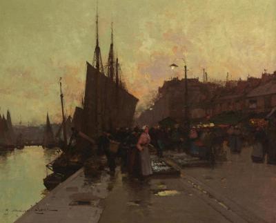 Port En Bretagne Artwork by Eugene Galien-Laloue