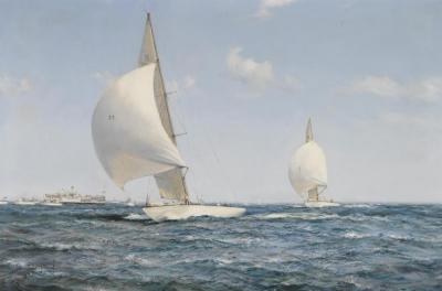 The America's Cup Race, Intrepid And Gretel Ii Artwork by Montague Dawson
