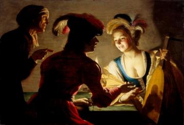 The Procuress Artwork by Gerard van Honthorst
