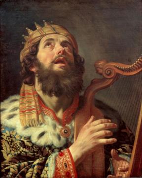 King David Playing The Harp Artwork by Gerard van Honthorst