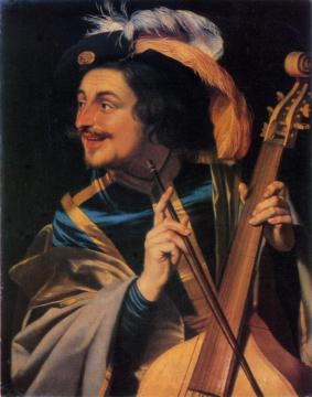 Man With Viola Da Gamba Artwork by Gerard van Honthorst