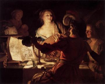 Merry Company,1623 Artwork by Gerard van Honthorst