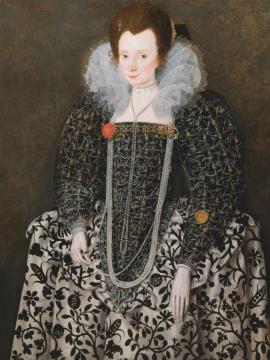 Portrait Of A Woman(traditionally Identified As Mary Clopton Born Waldegrave, Of Kentwell Hall, Suffolk) Artwork by Robert Peake the elder