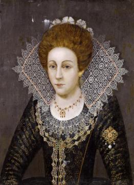 Portrait Of A Lady In A Black Dress With A Lace Collar Artwork by Robert Peake the elder