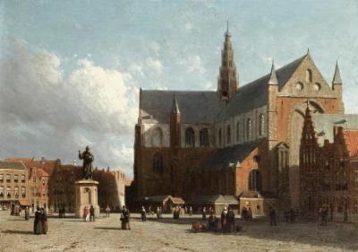 A View Of The Grote Markt With The Sint Bavo Cathedral, Haarlem Artwork by Jan Weissenbruch
