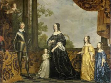Group Portait Of Frederick Henry,prince Of Orange(1584-1647),amalia Of Solms-braunfels(1602-1675) And Their Three Youngest Daughters(c.1647) Artwork by Gerard van Honthorst